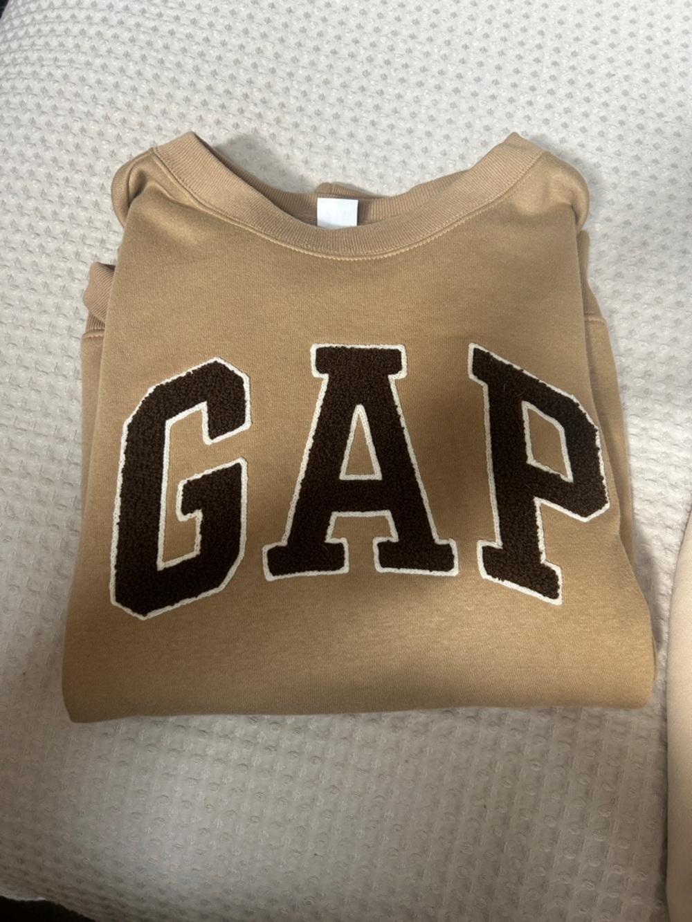 GAP Camel Sweatshirt with Black Chenille Logo